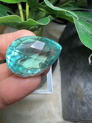 GREEN พลอย ทัวร์มาลีน สังเคราะห์ 25 กะรัต (Cts.) PRABIA TOURMALINE SYNTHETIC 18X25 มม (1 เม็ด) ROYAL GREEN Gemstone 18X25 MM PEAR Shape (1PCS)