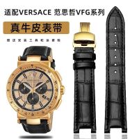 Suitable For Versace watch band mens VFG series notched crocodile leather black 22mm