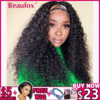 (Baixiang Flower City)   ☄  Beaufox Highlight Water Wave Headband Wig Human Hair Wigs For Black Women Brazilian Scarf Wig Glueless Remy Curly Human Hair Wig - Full Machine Wigs - AliExpress