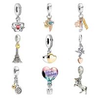 New Crown Hot Air Balloon Unicorn Racket Angel Charm for Pandora Bracelet DIY Womens Jewelry