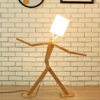 Modern Minimalist Human DIY Floor Lamps Adjustable Robot Wood Standing Lamp for Living Room Bedroom Simple Stand Light Fixtures