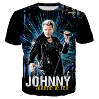 เสื้อยืดพิมพ์ลาย johnny Hallyday POP SINGER 3D สำหรับผู้ชายผู้หญิงฤดูร้อนเสื้อยืดพลัสไซส์เสื้อแฟชั่นฮิปฮอปฮาราจูกุ