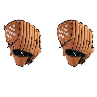 2X Outdoor Sports 2 Colors Baseball Glove Softball Practice Equipment Right Hand for Adult Man Woman,Brown 11.5 Inch