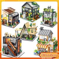 Creative DIY City Street View Series กาแฟดอกไม้ Shop House Model Building Block ชุดเครื่องประดับผู้ใหญ่เด็กปริศนาประกอบของเล่นของขวัญ