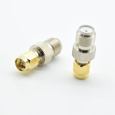 2pcs/1pc F Type Female Jack To SMA Male Plug Straight RF Coaxial Adapter F Connector To SMA Convertor Gold Tone Electrical Connectors