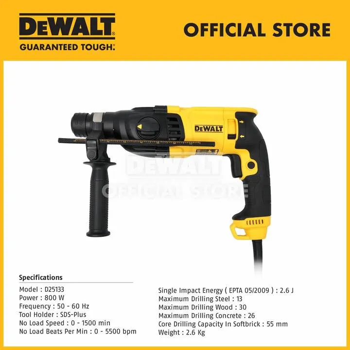 Dewalt D25133K-XD 26mm 800W 3 Mode SDS-Plus Rotary Hammer Drill