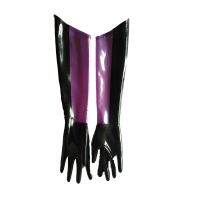 Hot Unisex Latex S สีดำและสีม่วง Five Finger Long S Size S-XL