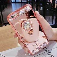 [สินค้าใหม่ในสต็อก] เพชรคริสตัล Rhinestone G Litter กรณีกระจกสำหรับ iPhone 13 14 11 12 Pro MAX มินิ X XS Max XR 6 7 8บวกผู้ถือแหวนยืนปก