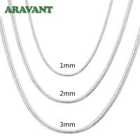 สร้อยสร้อย925เงิน1มม./2มม./3มม. จี้สร้อยคอสำหรับผู้ชายผู้หญิงเครื่องประดับแฟชั่น