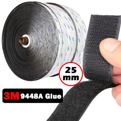 25mm Width 3M 9448A Glue Velcro Tape Heavy Duty Self Adhesive Hook &amp; Loop Tape Fastener for Home DIY Car Decoration