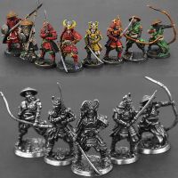 ทองแดงสีขาวญี่ปุ่นShogunate Samurai Figurines Miniatures Vintageโลหะทหารรูปปั้นเดสก์ท็อปของเล่นเครื่องประดับตกแต่ง