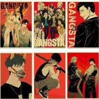 GANGSTA Retro โปสเตอร์ Japanese Action Anime Modern Art โปสเตอร์สำหรับตกแต่งห้อง/บาร์