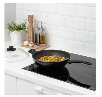 Wok with lid, black 28 cm.