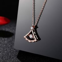 [COD] Original niche design high-end silver s925 fan-shaped necklace female ins light luxury diamond clavicle chain