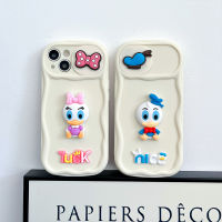 3D เคสโทรศัพท์หน้าต่างเลื่อนซิลิโคนสำหรับ IPhone 11 12 13 14 15 Pro Max ฝาหลังน่ารักเป็ดโดนัลด์เคสโทรศัพท์ลายดอกเดซี่กันกระแทก