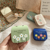 Contact Lens Case Small Storage Holder Portable Travel Contact Lenses Container Minimalist Flower Pattern Organizer INS Style Eyewear case