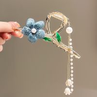 【CW】 New Elegant Flower Hair Clip Hanfu Accessories For Women Girl Tassel Ponytail Fashion Handmade Ornament