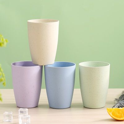 Household Tableware Solid Color Wheat Straw Material Non-Toxic Anti-Fall Anti-Hot Water Cup Suitable for Adults And Children