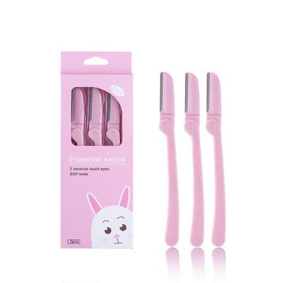 Pink Facial Eyebrow Trimmer Underarm Hair Razor Face Beauty Eye Brow Shaper Shaver Stainless Steel Blades Makeup Tools 3Pcs/Set