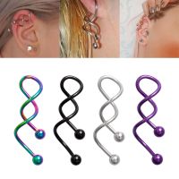 1PC Twist Ear Stud Industrial Earring Navel Belly Button Ring Helix Tragus Cartilage Piercing Barbell Nombril Women Body Jewelry