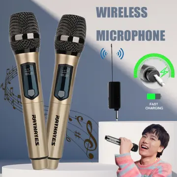 Wireless Microphone Rechargeable UHF Dual Karaoke Mic with Receiver System  Set for Singing Karaoke