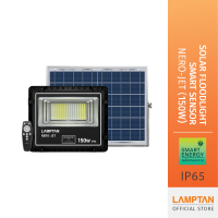 LAMPTAN โคมไฟฟลัดไลท์ พลังงานแสงอาทิตย์ พร้อมเซ็นเซอร์จับความสว่าง Solar Floodlight Smart Sensor Nero-Jet ควบคุมผ่านรีโมท 150W สี Daylight