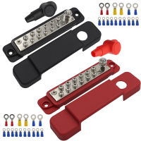 12จุด Busbar Bus Bar Power Distribution Block 180A 12V DC คู่สีดำ สีแดง RV Yacht Bus 12-Way Terminal สายไฟแถว8V150A Bus