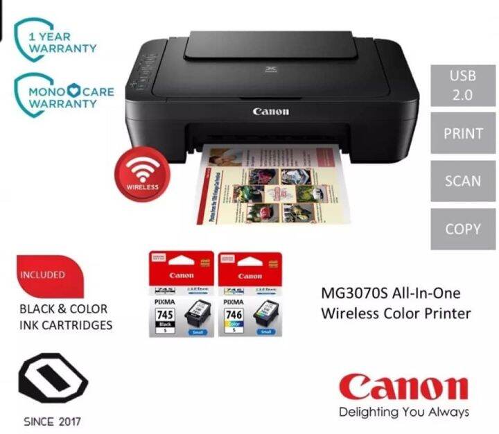 CANON PIXMA E470 MG3070S Compact Wireless Printer All-In-One With Low ...