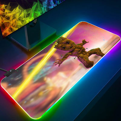 Marvel RGB พีซี Gamer แป้นพิมพ์แผ่นรองเมาส์ M Ousepad LED เรืองแสงเสื่อเมาส์ยางเล่นเกมคอมพิวเตอร์ Mausepad