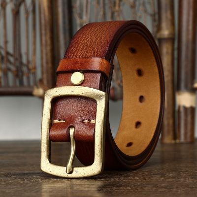 【CW】 3.8cm Leather Men Luxury Male New Fashion Buckle Classic Pin