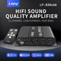 เครื่องขยายเสียง LEPY838เสียง HiFi ขนาดเล็กบลูทูธ5.0 Power Class D แอมป์ดิจิทัล Tpa3116 50W * 2เสียงรถในบ้าน USB ทะเล /Aux