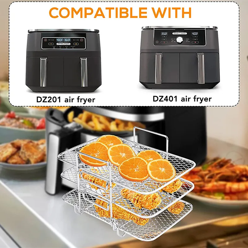 Air Fryer Rack For Ninja Dual Air Fryer 304 Stainless Steel Multi-Layer  Dehydrator Rack Toast