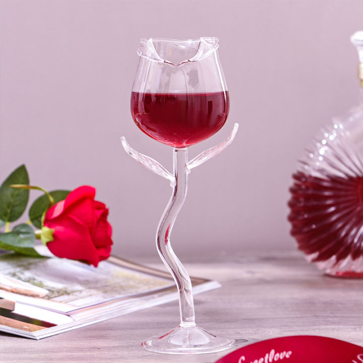 1Pc Rose Shape Wine Glass Romantic Fashion Delicate Transparent