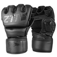 2023✁✾ ZTTY Half Finger Boxing Gloves PU Leather MMA Fighting Kick Boxing Gloves Karate Muay Thai Training Workout Gloves Men