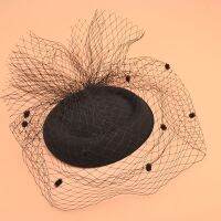 【Explosion umbrella】 หมวกเจ้าสาวแต่งงาน Fascinators หูฟังปาร์ตี้หมวกสีดำ Bridcage ปกคลุมอุปกรณ์ผม