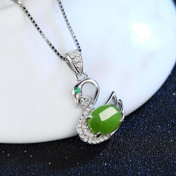 natural-hotan-jade-jasper-swan-pendant-925-silver-necklace-female-fashion-clavicle-chain-birthday-gift-for-girlfriend-d7zm