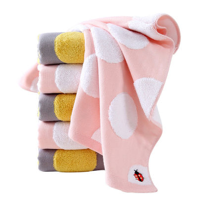 34x76cm 100% Cotton Children Baby Hand Towel Jacquard Cartoon Embroidery Ladybug Bathroom Washcloth