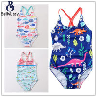 Girls One-piece Swimsuit Adjustable Cross Shoulder Strap Cartoon Pattern Bathing Suit【fast】