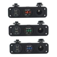 Dropshipping!! Car Boat Dual USB Charger LED Voltmeter Power Outlet Socket 3 Holes Panel