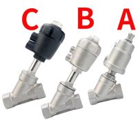 1/4" 3/8" 1/2" 3/4" 1" -2"  BSPT Female Y Shaped 304 316 Stainless Steel Pneumatic Actuated Angle Seat Valve Steam Gas Oil Water Valves