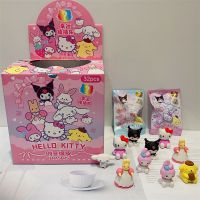 Sanrio ยางลบกล่องทึบของเล่น Kawaii Cinnamoroll Kuromi 32ชิ้นเครื่องเขียนอุปกรณ์การเรียน3D ของรางวัลที่ถอดออกได้