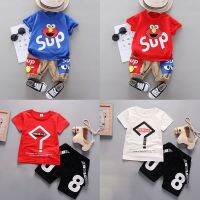 Baby boy clothes boy 2-piece set 0-5 tahun budak lelaki berusia saman musim panas surat kartun comel percetakan kapas T-shirt + seluar pendek