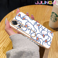 Jjlingji เคสสำหรับ OPPO Reno 8T 4G Reno 8T 5G A1 Pro 5G เคสการ์ตูนน่ารักสวยงามสีขาวหงส์ดีไซน์ใหม่ด้านข้างเคสโทรศัพท์ซิลิโคนฝาปิดเลนส์เต็มกล้องกล่องกันกระแทกกันกระแทก