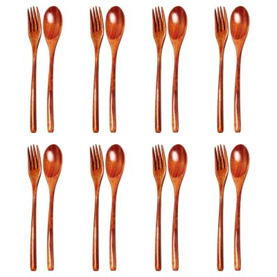 16Pcs Wooden Spoons Forks Set Including Wooden Spoons and Wooden Forks Japanese Wooden Utensil Set Reusable Handmade