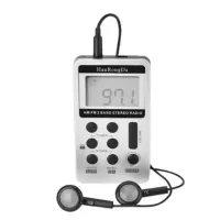 Portable FM/AM Radio Digital Signal Processing Wireless Receiver with Earphone Radio+Lanyard