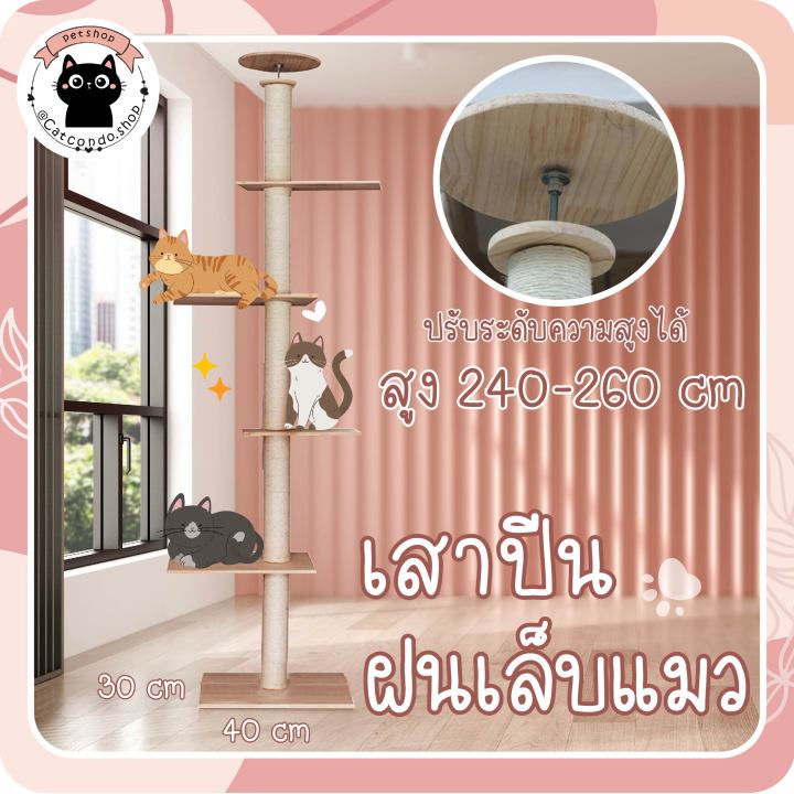 เสาปีนป่าย-คอนโดแมว-บ้านแมว-ที่ลับเล็บแมว-เสาลับเล็บแมว-สูง2-4-2-6เมตร