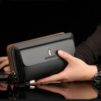 【CW】 zipper men  39;s luxury clutch bag leather Organizer big capacity passport male portefeuille homme