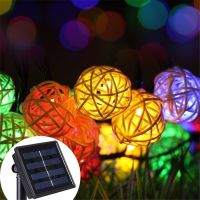 5M 20 LEDs RGB Solar Garland LED Rattan Ball Fairy Lights Lampion String For Christmas Wedding Luces Festival Decoration Party