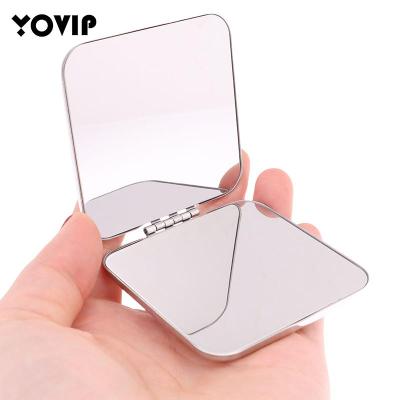 1Pcs Women Portable Stainless Steel Double Makeup Mirror Hand Pocket Folded-Side Cosmetic Make Up Mirror Small Various Shapes Mirrors