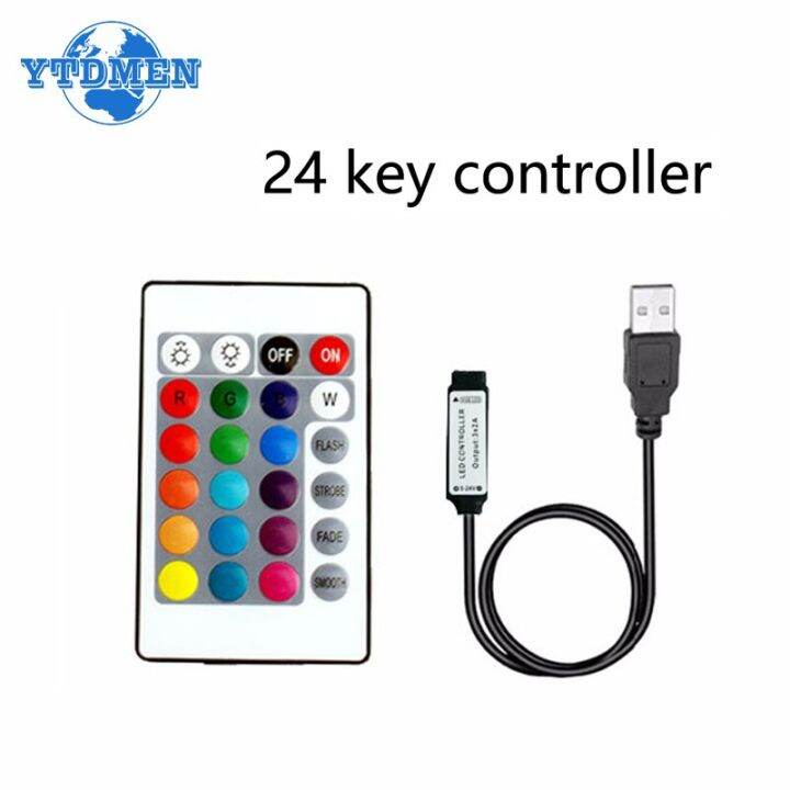 LED Strip 24key RGB Controller USB 3key Mini DC 5V 24V ไฟ LED ควบคุม ...